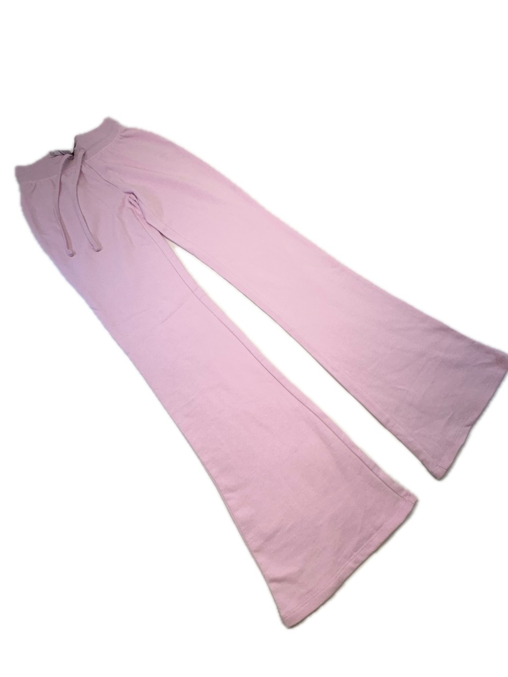 ZARA Light Pink Wide Leg Sweatpants S Flare Plush Drawstring Lounge Pants NWT